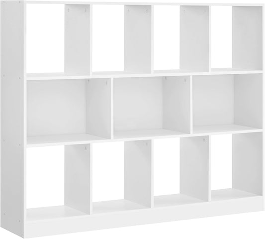 Bookcase, Bookshelf, Freestanding Storage Unit, 11 Open Compartments, Used Horizontally, Vertically, Upside Down, 11.8 X 49.6 X 39.4 Inches, for Living Room, Study, Office, White ULBC054T14