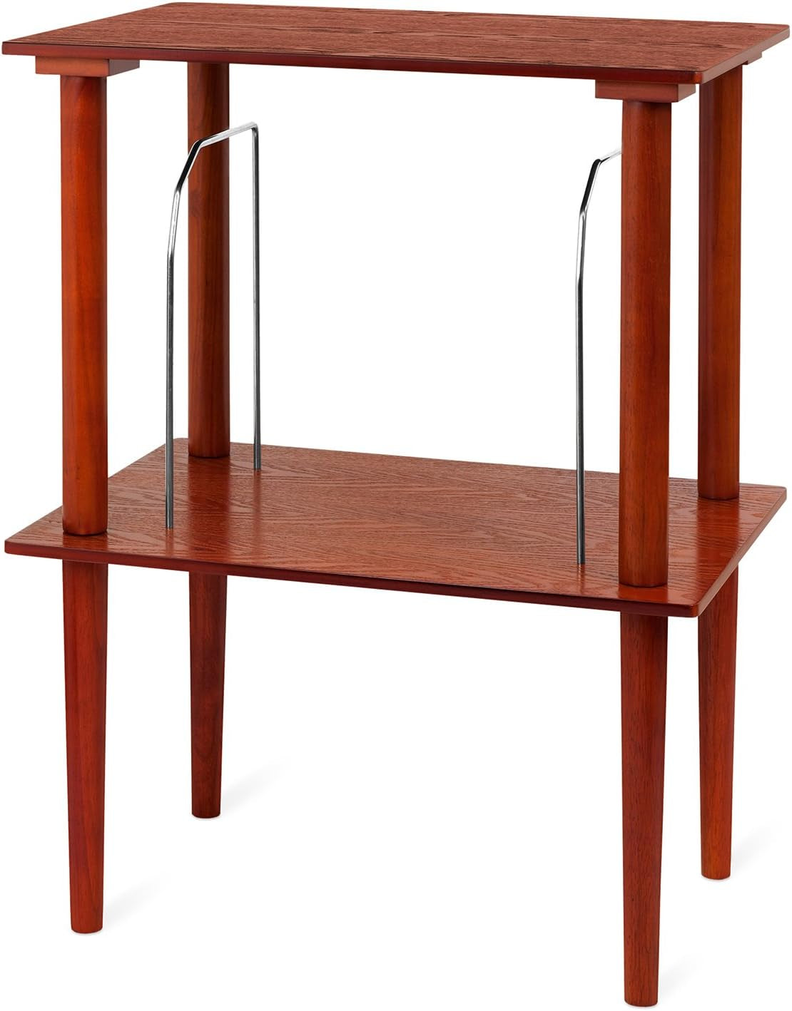 Wooden Record Stand – Companion Piece for  Music Centre, Holds over 50 Vinyl Records, Elegant Real Wood Construction, No-Tool Assembly (Mahogany)