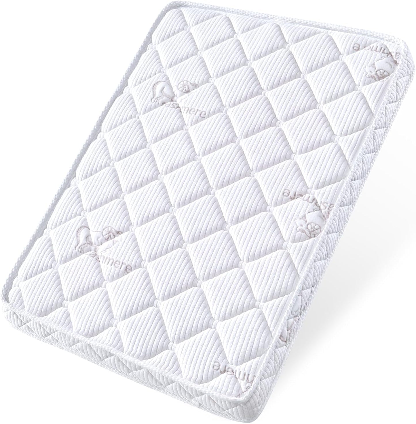 Pack and Play Mattress - 38" X 26"- Premium Knitted Fabric Safety Reinforced Play Yard Mattress - Fits for Graco & Baby Trend & Pamo Babe Playard, Firm Support and Comfort Foam，White