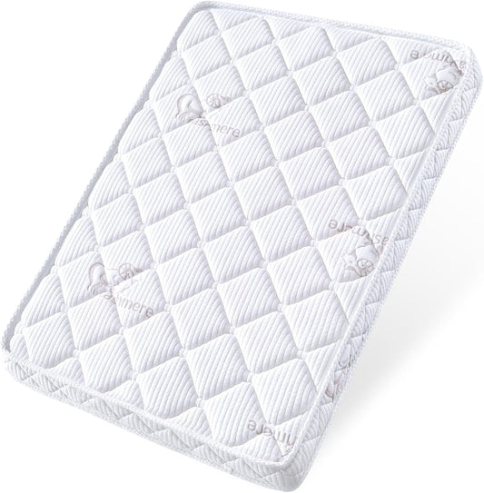 Pack and Play Mattress - 38" X 26"- Premium Knitted Fabric Safety Reinforced Play Yard Mattress - Fits for Graco & Baby Trend & Pamo Babe Playard, Firm Support and Comfort Foam，White