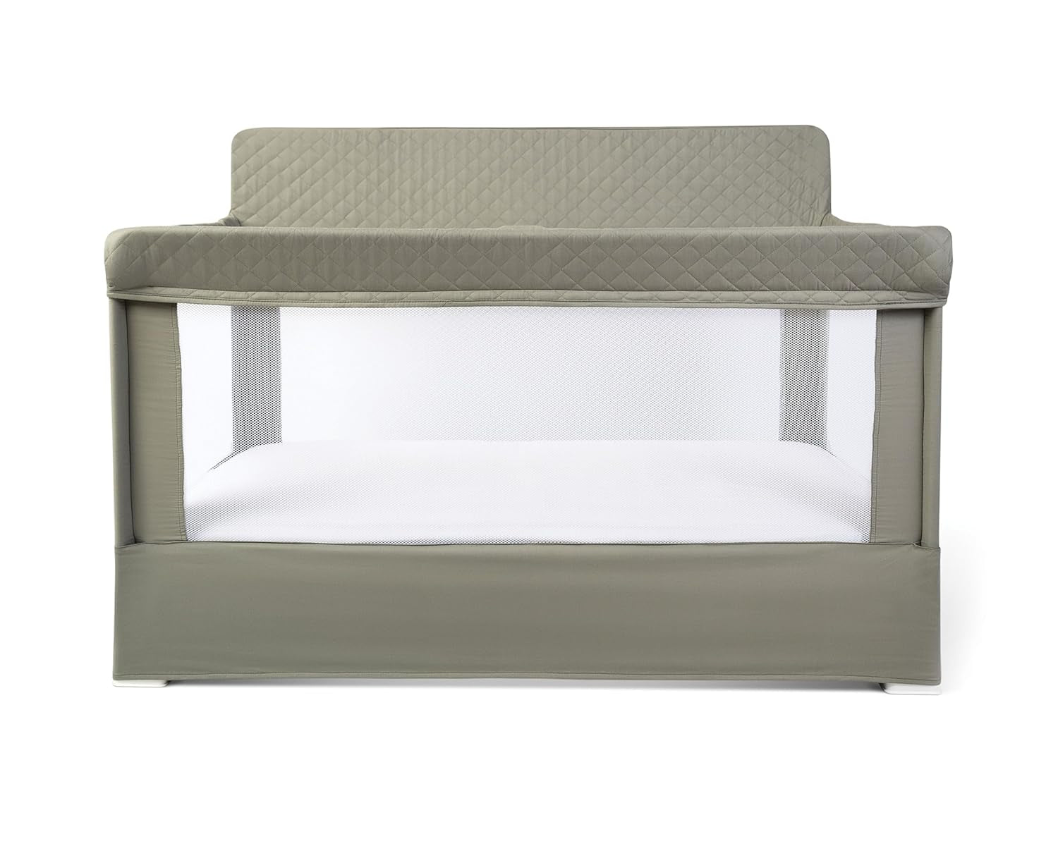 Lunaire Full Size Crib | Breathable Mesh Baby Crib | Tool-Free Assembly Baby Bed | 100% GOTS Certified Organic Cotton Fabric | Organic Sage