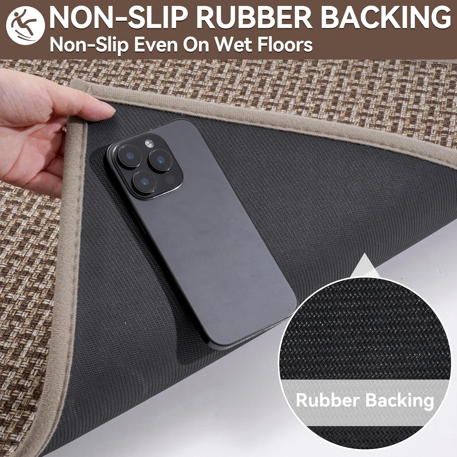Door Mat 24"X35", Dirt Resistant and Absorbent, Non-Slip Rubber Backing Floor Mats, Easy Clean Low-Profile Doormat for Entryway, Front Door, inside Entrance, Brown