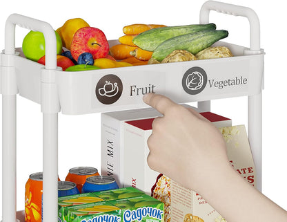 3-Tier Rolling Cart with Wheels,Multifunction Utility Storage Carts, Kitchen Storage Organizer,Mobile Shelving Unit for Bathroom,Laundry,With Classified Stickers,White