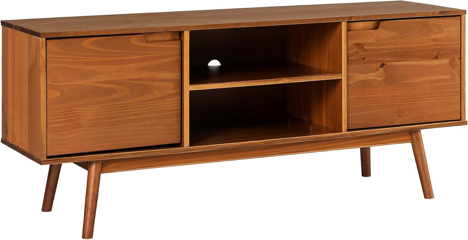 Mabel 58 Inch Modern 2 Door Solid Wood TV Stand for Tvs up to 65 Inches - Caramel