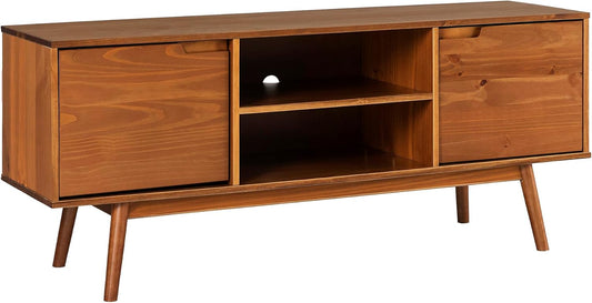 Mabel 58 Inch Modern 2 Door Solid Wood TV Stand for Tvs up to 65 Inches - Caramel