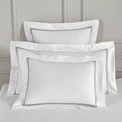 White Pillow Shams King Size Set of 2, 100% Cotton Luxury Hotel 3-Lines Embroidered Pillowcases, 400TC Sateen Weave Decorative Pillow Cases with Envelope Closure for Bedding, 20X36 Inches