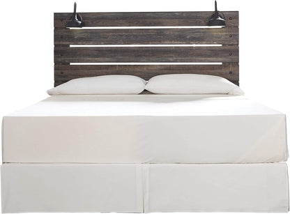 Drystan Rustic Panel Headboard ONLY with USB Charging Stations, King, Brown