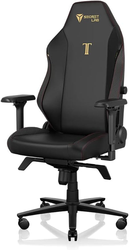 Titan Evo Stealth Gaming Chair - Reclining, Ergonomic & Comfortable Computer Chair with 4D Armrests, Magnetic Head Pillow & 4-Way Lumbar Support - Black - Leatherette