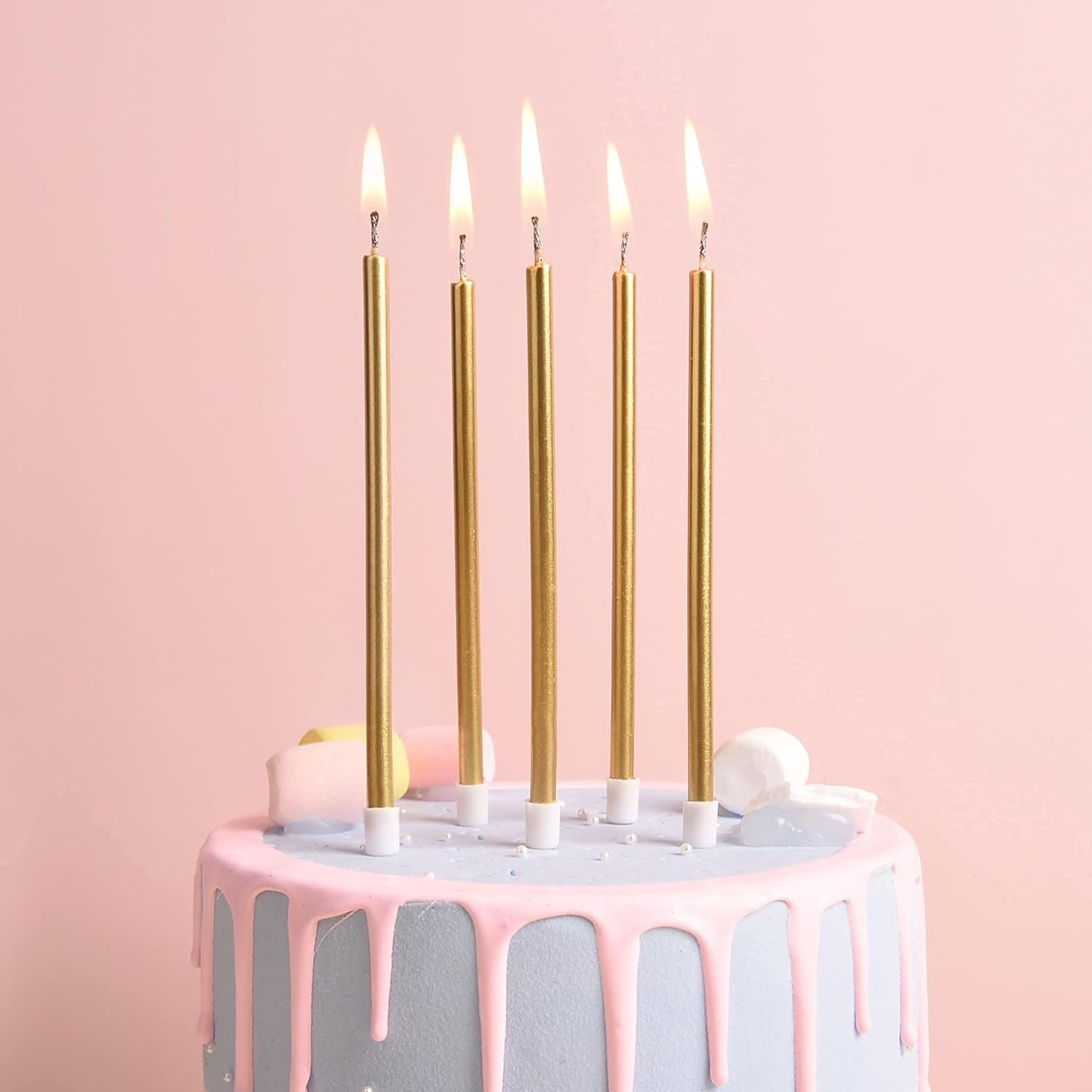 Gold Long Thin Metallic Birthday Candles, Cake Candles, Birthday Parties, Wedding Decorations, Party Candles, Cake Decorations