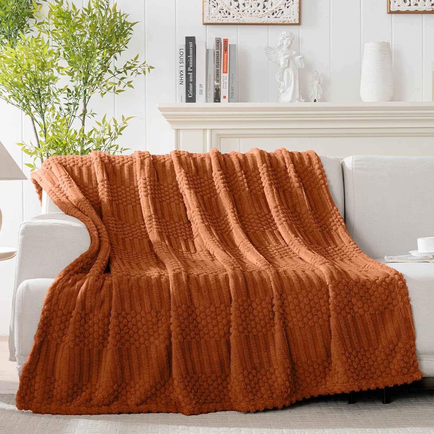 50X70 Inch Rust Throw Blanket - Soft & Fluffy Fleece, Cute & Aesthetic, Perfect for Sofa, Couch, Chair, Bed, Living Room & Bedroom, All-Season Use, Plush & Cozy Decorative Blanket