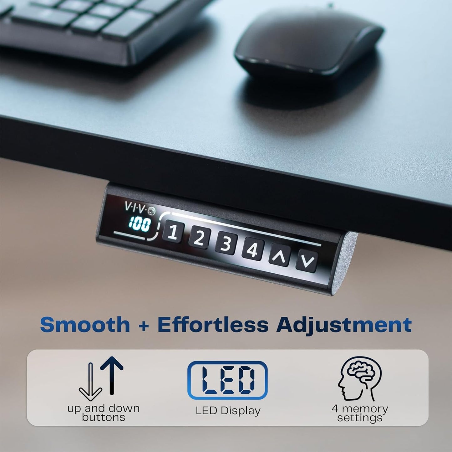 Electric 71 X 30 in Standing Desk, Memory Height Adjustment, 1B Series, Holds 220 Lbs, Black Top Black Frame, DESK-KIT-1B7B