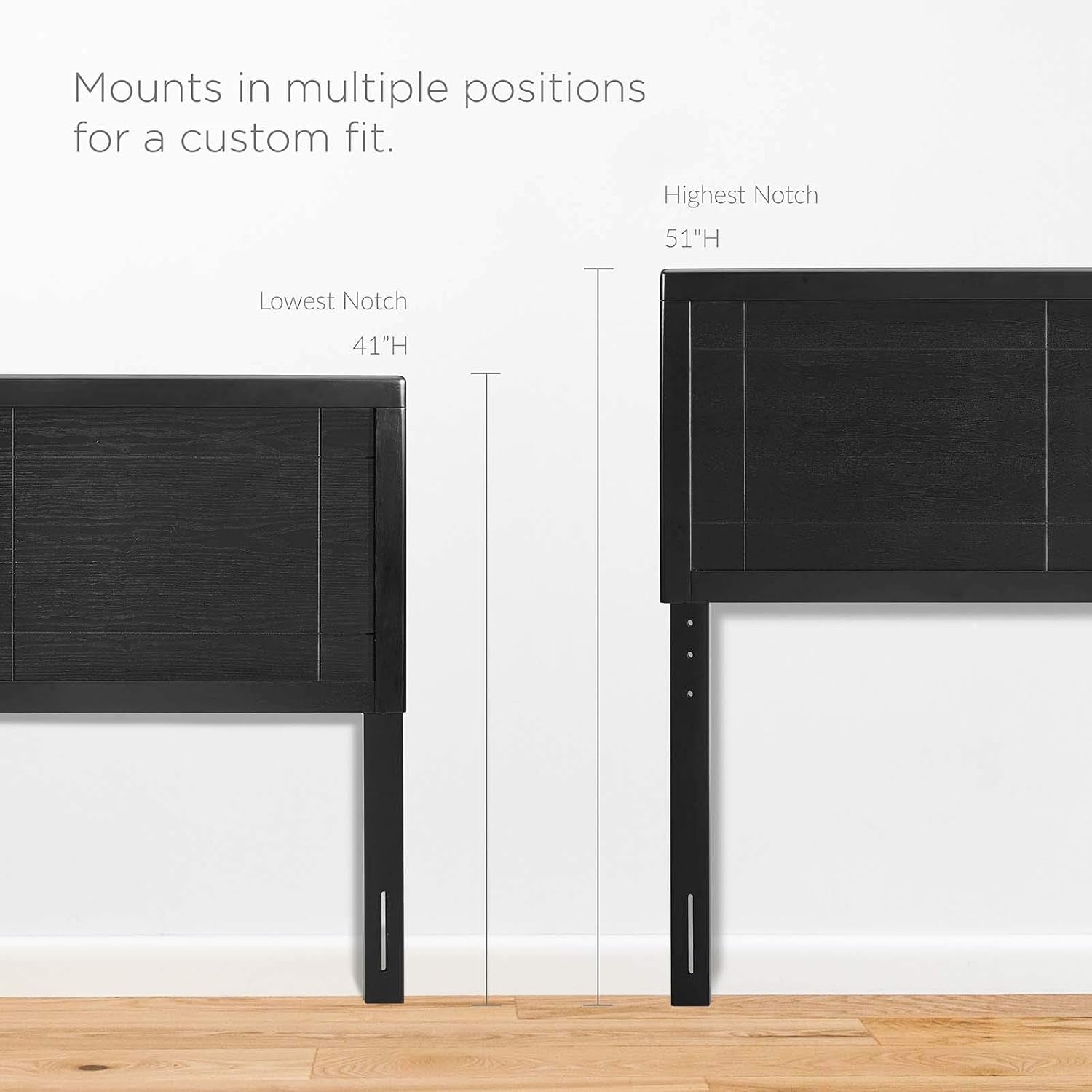MOD-6221-BLK Archie Full Wood Headboard, Black
