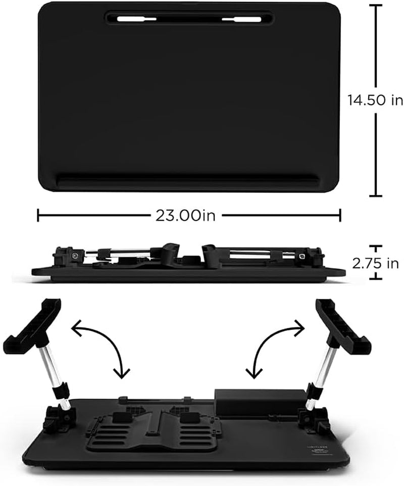Limitless Totaldesk Portable Modern Workstation and Lap Desk with Adjustable Height & Tilt (Black)