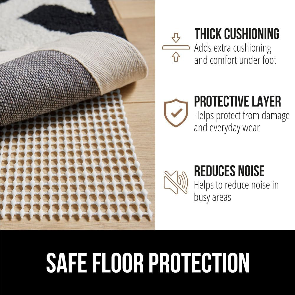Strong Rug Pad Gripper, US Designed, Grips Keep Area Rugs Safe and in Place, Thick, Slip and Skid Resistant Pads for Hard Floors, under Carpet Mat Cushion and Hardwood Protection 2X3 FT