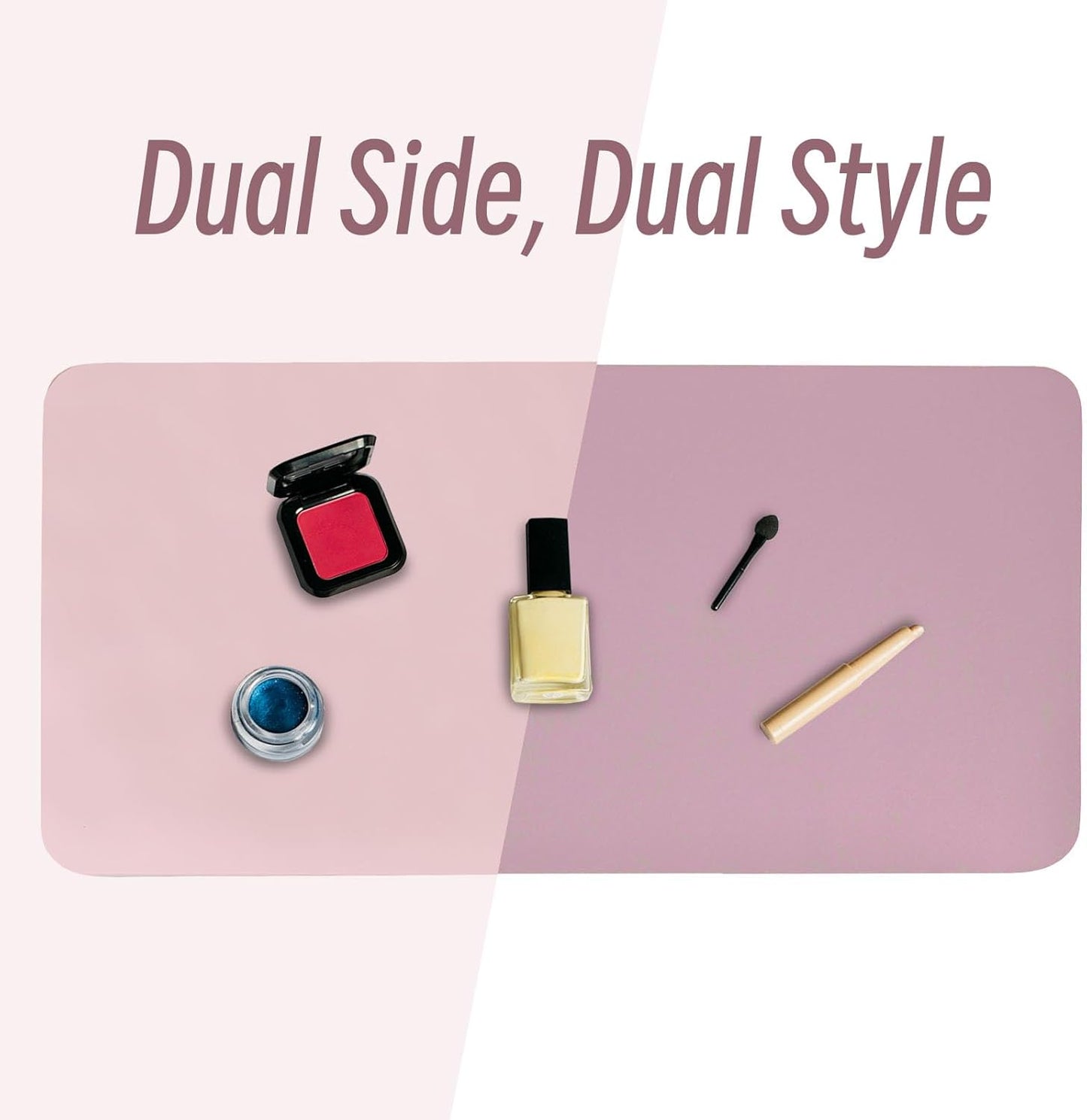Makeup Mat for Vanity,Dual-Sided Leather Vanity Mat, Easy to Clean, Waterproof and Oilproof,Desk Pad Mat to Protect Vanity(Pink)