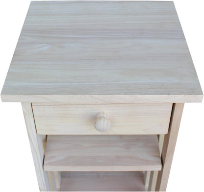 , Mission Telephone Stand , Solid Wood, Real Parawood, 15.6" W X 14.2" D X 30.3" H, Easy Assembly, DIY, Paint or Stain Your Way, Unfinished