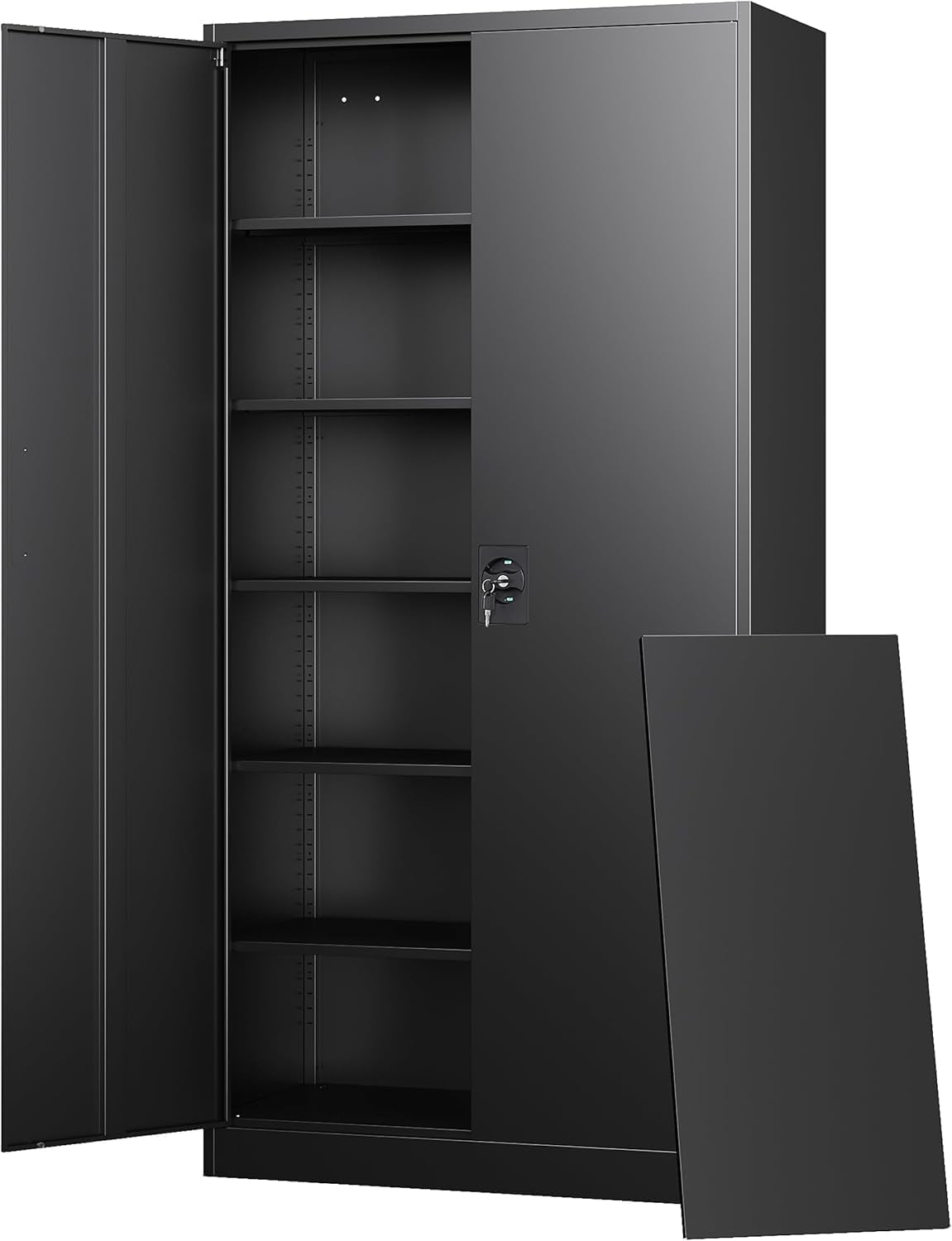 Metal Garage Storage Cabinets with Lock Door and Adjustable Shelves, Steel Tool Cabinets for Home,Office,Warehouse Organisieren (Black)