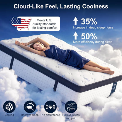 14 Inch King Mattress, Upgraded 7-Zoned Support Hybrid King Size Mattress in a Box with Cooling Gel Memory Foam & Pocket Coils for Back Pain Relief, Assembled in USA, Motion Isolation, Medium Firm
