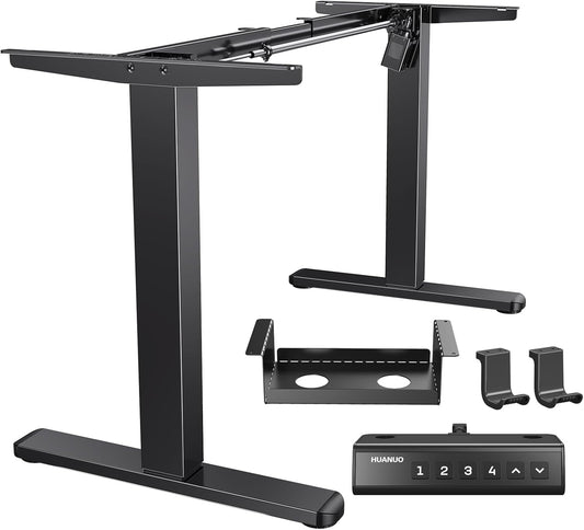 Standing Desk Frame with 220Lbs Powerful Brushless Motor, Thick T-Shaped Adjustable Desk Legs Made of Automotive-Grade Steel, for Max 75″ X 35″ Desktop, for Home Office, Black Frame Only