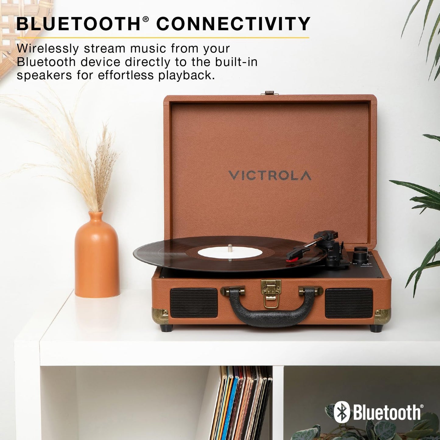 Journey II (2025 Model) – Bluetooth Suitcase Record Player – Built-In Stereo Speakers with Enhanced Bass, 3-Speed Turntable, Bluetooth Input and Output, RCA & Headphone Outputs (Turquoise)
