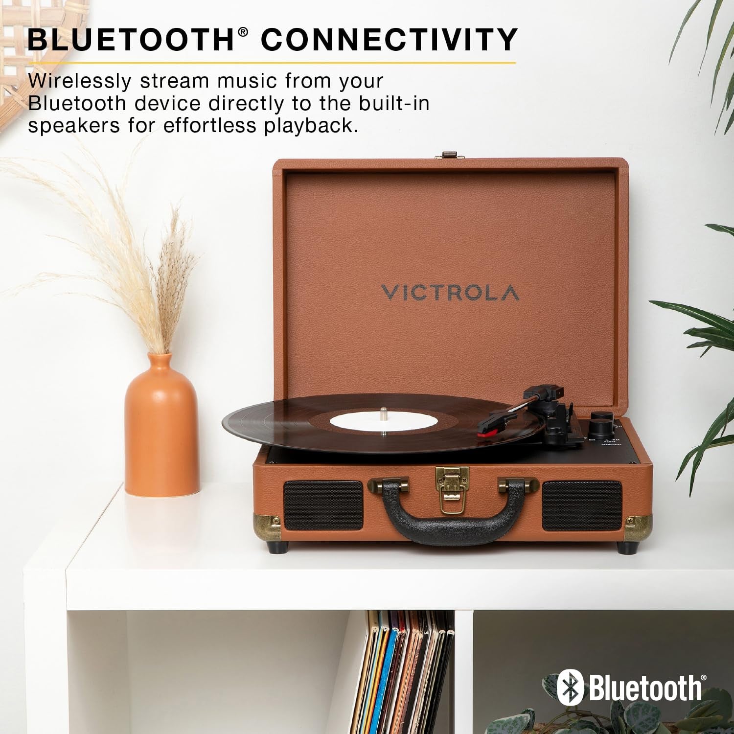 Journey II (2025 Model) – Bluetooth Suitcase Record Player – Built-In Stereo Speakers with Enhanced Bass, 3-Speed Turntable, Bluetooth Input and Output, RCA & Headphone Outputs (Turquoise)