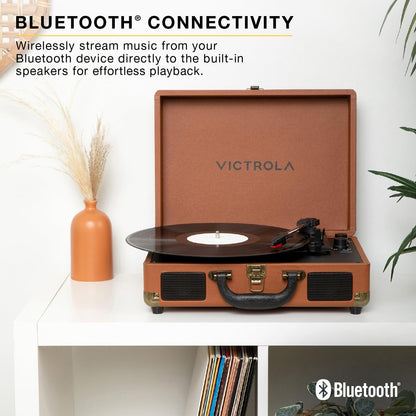 Journey II (2025 Model) – Bluetooth Suitcase Record Player – Built-In Stereo Speakers with Enhanced Bass, 3-Speed Turntable, Bluetooth Input and Output, RCA & Headphone Outputs (Turquoise)