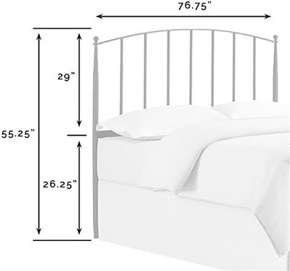 Modern Metal King Spindle Headboard, Powder-Coated Black Finish, Steel Frame with Arched Design and Tapered Posts, 55.25" H X 76.75" W, Fits Standard Adjustable Bed Frames, Bedroom