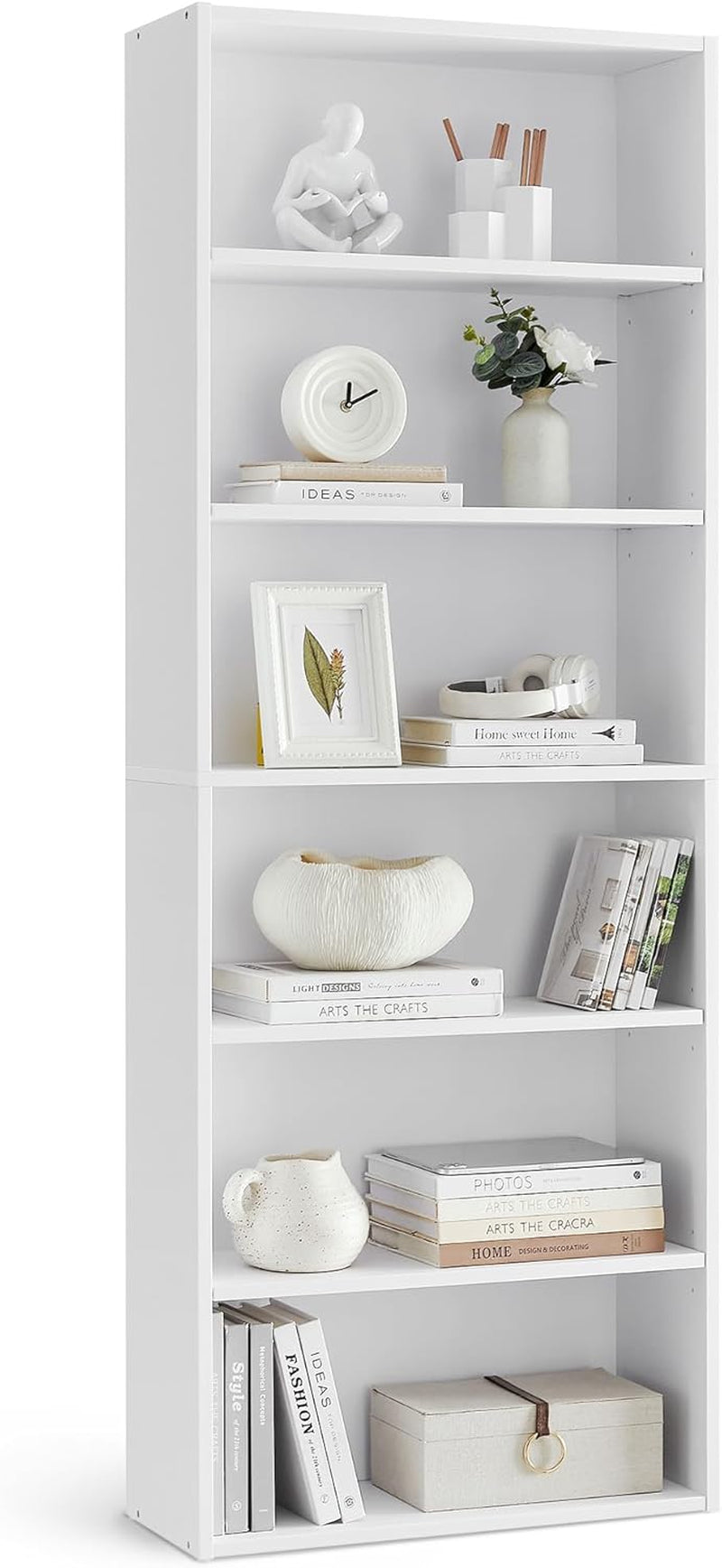 Set of 2 Bookshelves, 30 Inches Wide, 5-Tier Open Bookcases with Adjustable Storage Shelves, Floor Standing Units, Cloud White ULBC175T14-2