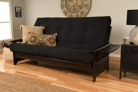 Phoenix Futon Set, Suede Black, Queen