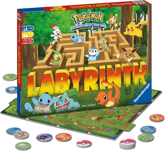 Labyrinth Pokémon Board Game – a Strategic Maze Adventure for Family Nights & Pokémon Parties – Includes Pikachu, Bulbasaur, and More – Great Birthday Gift for Kids Ages 7 and Up