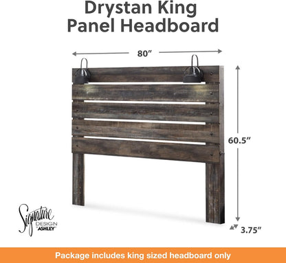 Drystan Rustic Panel Headboard ONLY with USB Charging Stations, King, Brown