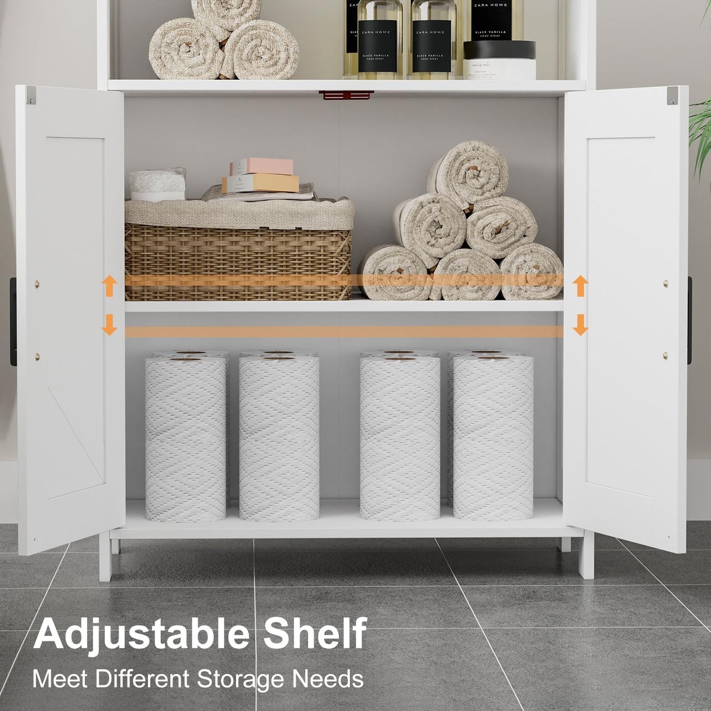 Bathroom Storage Cabinet, Freestanding Bathroom Floor Cabinet with Adjustable Shelf, Small Cabinet for Kitchen/Living Room/Laundry Room, 11.8 X 23.6 X 31.5 Inches, White