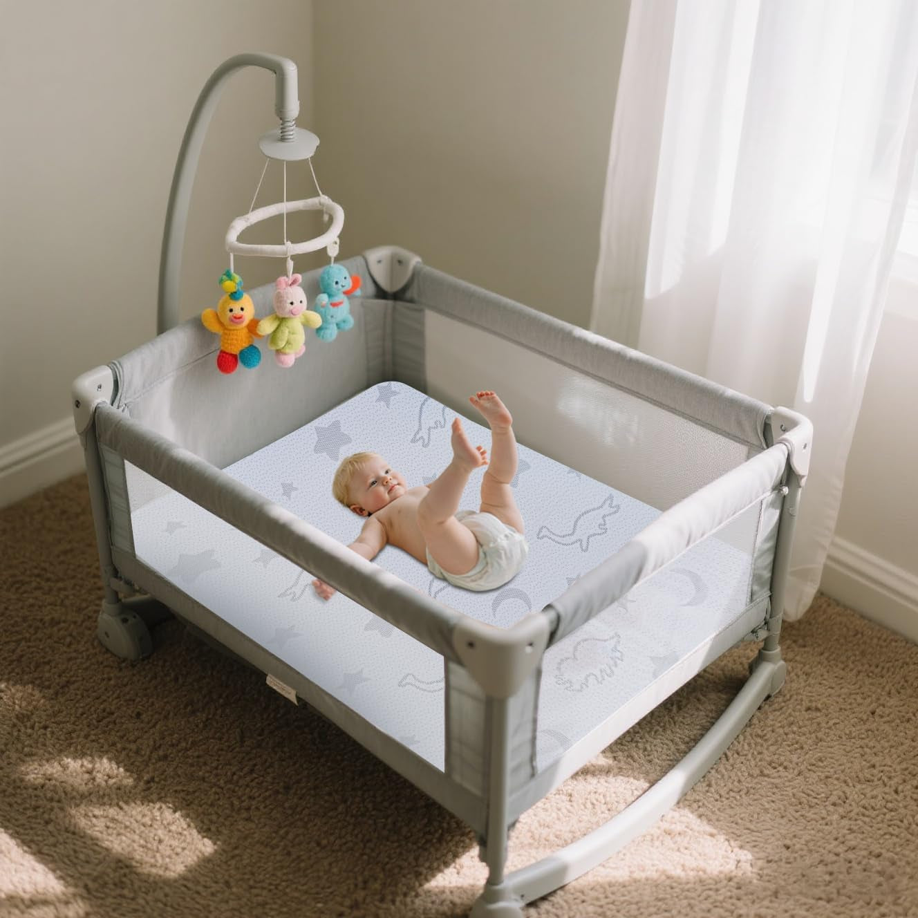 Pack and Play Mattress 38"X26", Portable Travel Crib Mattress Breathable Soft Plush High Density Foam and Removable Washable Cover for Baby Toddler