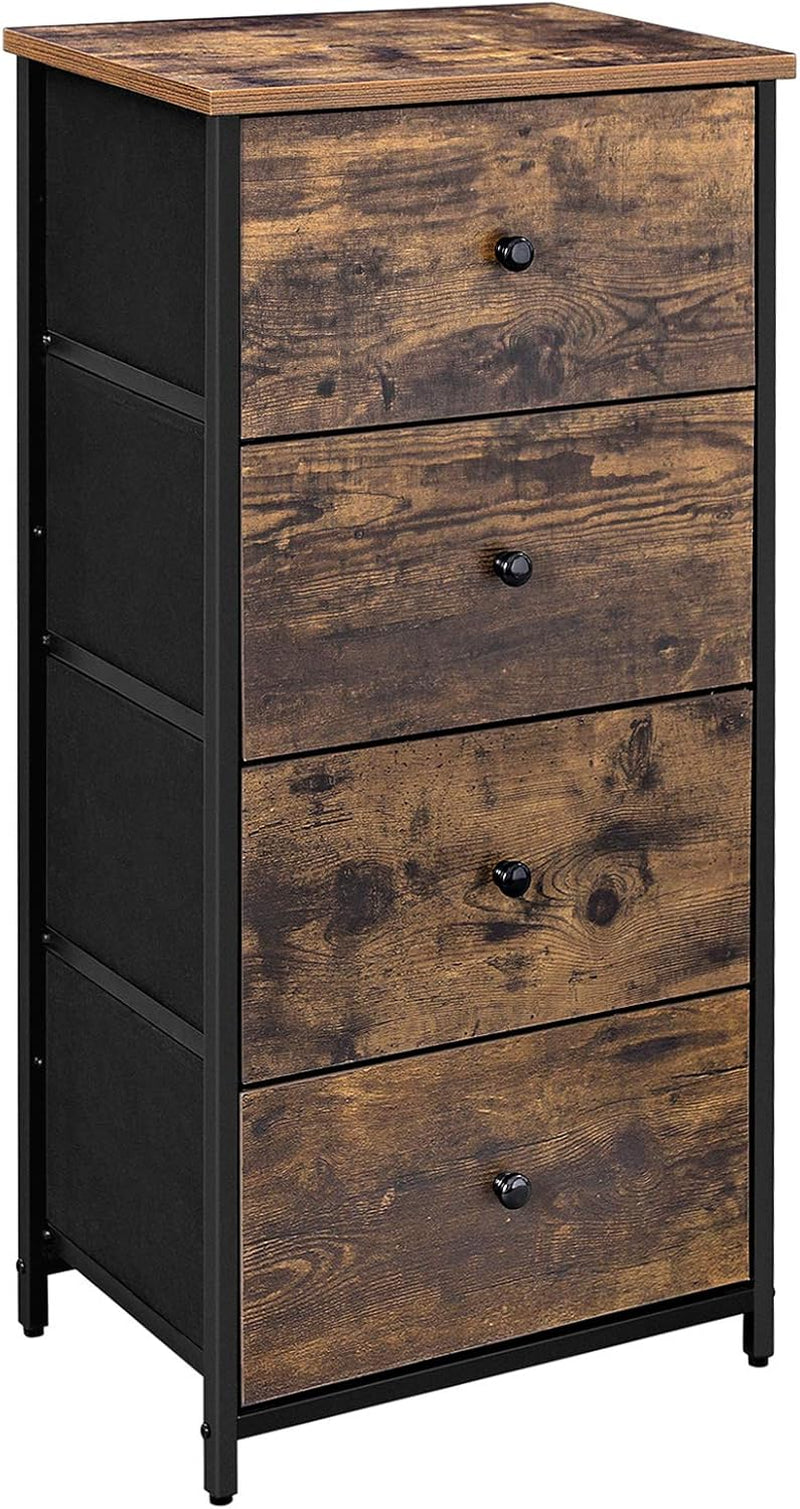 Dresser for Bedroom, Chest of Drawers, TV Stand, Steel, MDF, 5 Non-Woven Fabric Drawers, Storage Organizer Unit, Closet, Entryway, Ink Black and Ebony Black ULGS322B01S