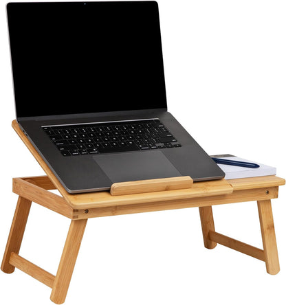 Lap Desk Laptop Stand, Bed Tray, Dorm Room, Folding Legs, Rayon from Bamboo, 19.75"L X 12"W X 8.25"H, Brown