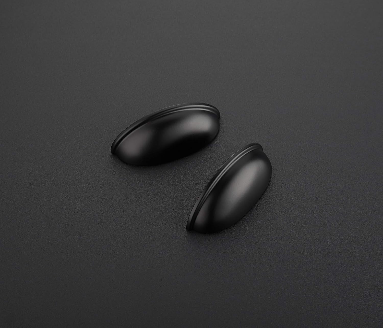 10 Pack 3" Drawer Pulls Flat Black Cabinet Cup Pulls Kitchen Hardware Cabinet Handles Drawer Handles Knobs 3 Inch Hole Center