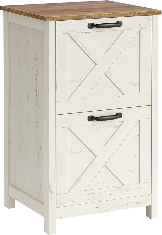File Cabinet, 2-Drawer Filing Cabinet for Home Office, Modern Farmhouse, Adjustable Hanging Rail for A4 Letter Files, Printer Stand, Study Bedroom, Rustic White and Honey Brown UOFC086WJ02S