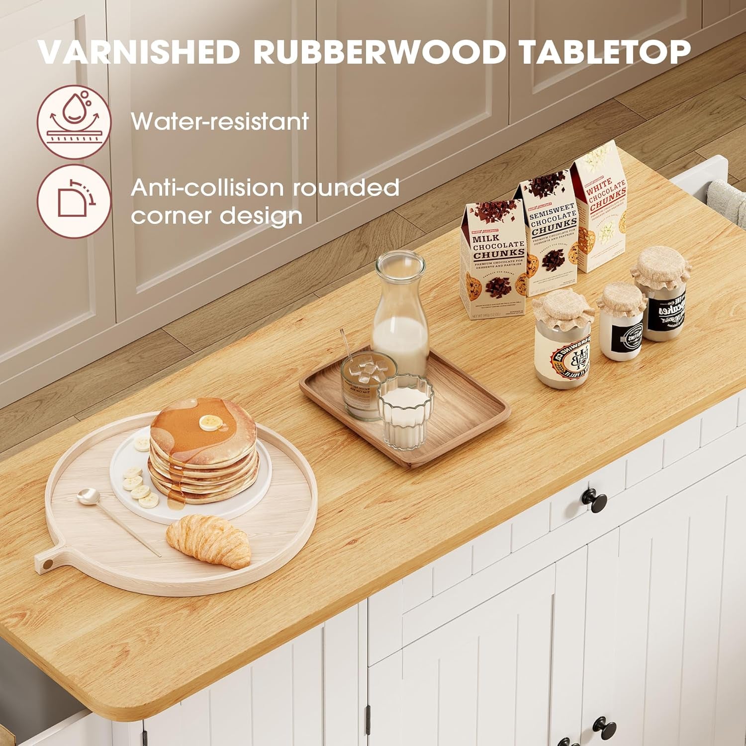 Kitchen Island with Storage, 41.7" Rolling Cart with Drop Leaf, Portable Island Table on Wheels, Spice Rack, Towel Rack and Drawer, White, 41.7" L X 29.5" W