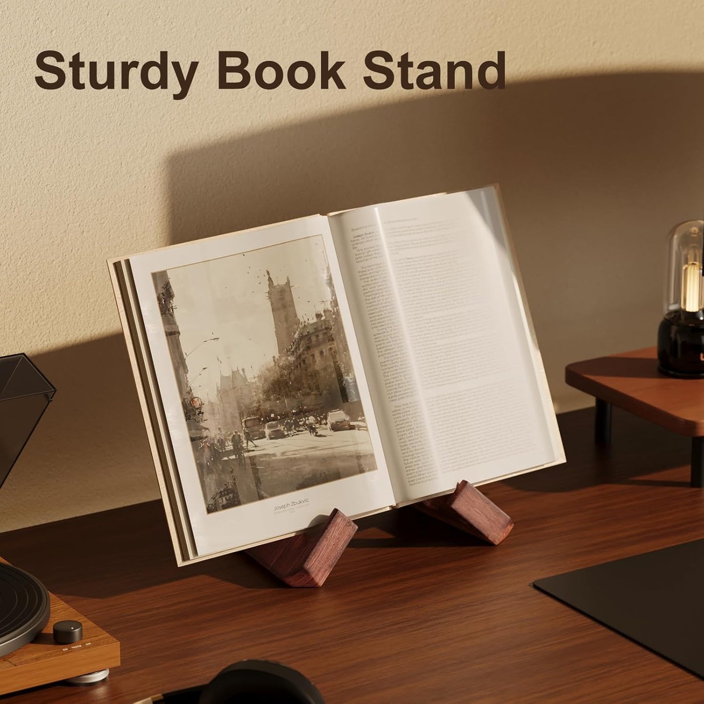 Now Playing Vinyl Record Stand, Single Wood Vinyl Record Display, 1 Second Assemble Now Spinning Stands, LP Player Accessories, Wooden Album Stand, Plate Holders for Displaying, Gifts for Record Lover