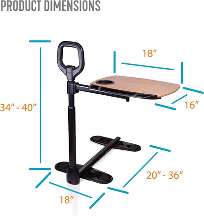 Able Life Tray Table, Adjustable Bamboo TV and Laptop Desk with Ergonomic Stand Assist Safety Handle, Independent Living Aid