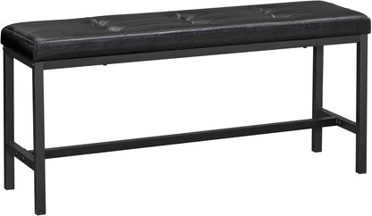 Dining Table Bench, Ottoman Bench with PU Leather Padded Seat, Steel Frame, 42.5 X 12.8 X 18.9 Inches, for Dining Room, Living Room, Hallway, Bedroom, Black UKTB034B81