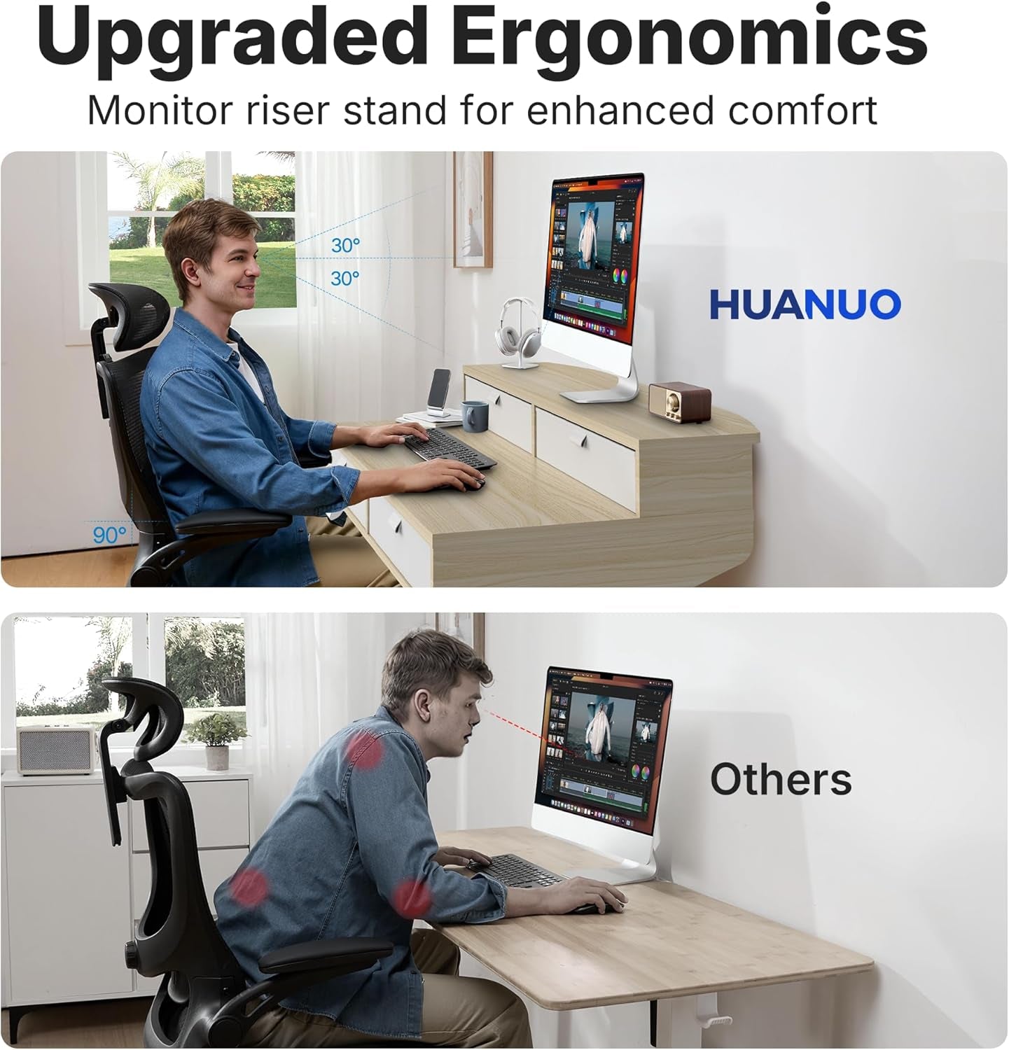 32 X 20 Inch Electric Standing Desk with 4 Drawers, Adjustable Height Sit Stand Home Office Desk, C-Clamp Mount Compatible, Ergonomic Stand up Desk with 4 Preset Heights, Natural