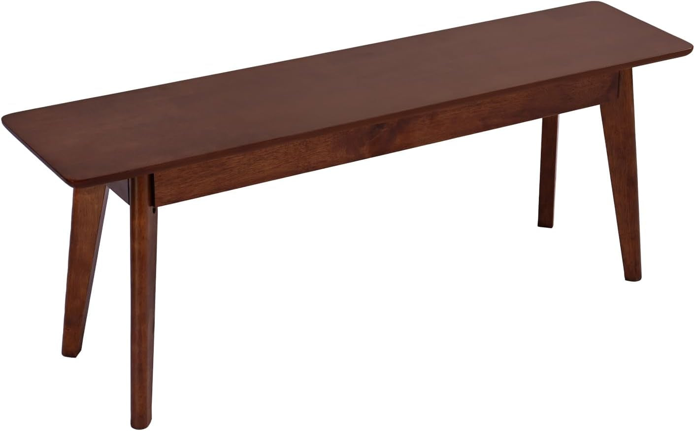 47 Inch Solid Wood Dining Bench, Table Bench for Bedroom, Midcentury Wooden Bench for Kitchen, Long Entryway Bench for Living Room, Walnut
