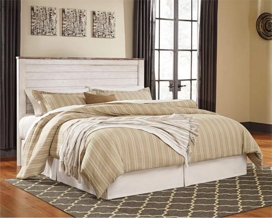 Willowton Cottage Farmhouse Panel Headboard ONLY, King/California, Whitewash