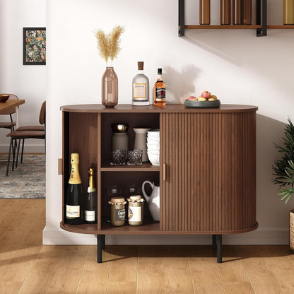 40" Sideboard Buffet Cabinet with Storage, Storage Cabinet with Sliding Door & Adjustable Shelf, Modern Accent Coffee Bar Console Table for Kitchen, Entryway, Walnut