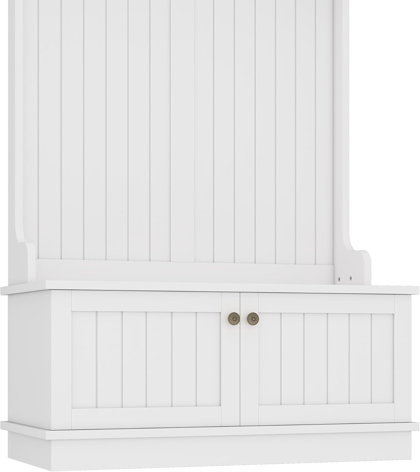 Hall Tree with Bench and Shoe Storage Shelf, Wood Hall Tree with 3 Hooks/Mudroom Bench with Storage and Hooks, Wood Hall Trees for Entryway, Hallway, Living Room, White