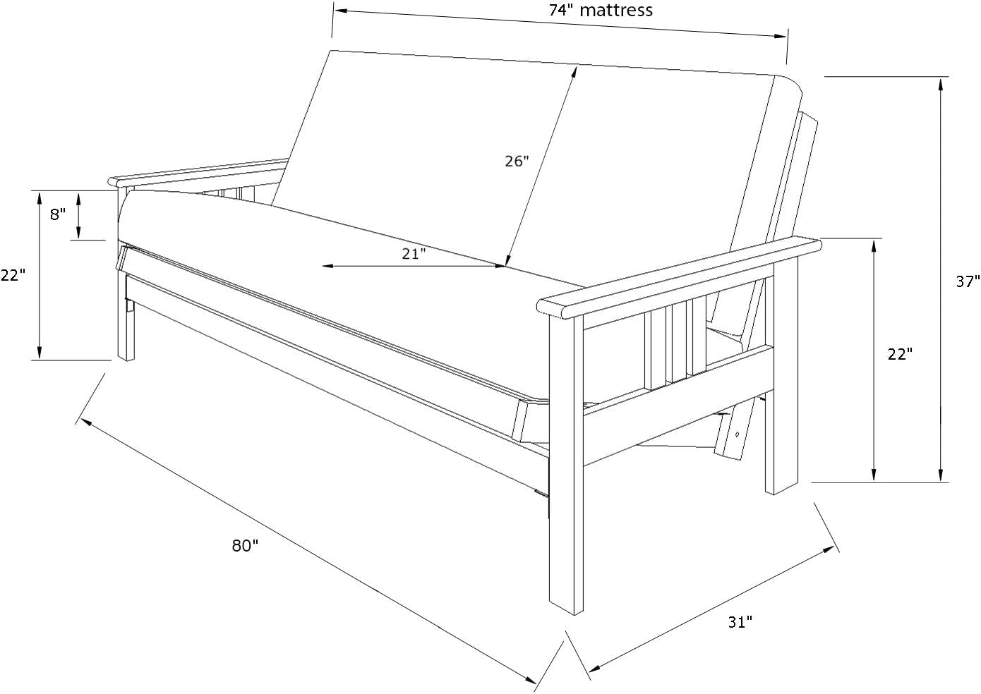 Monterey Futon Set, No Drawers, with Barbados Base and Suede Black Mattress