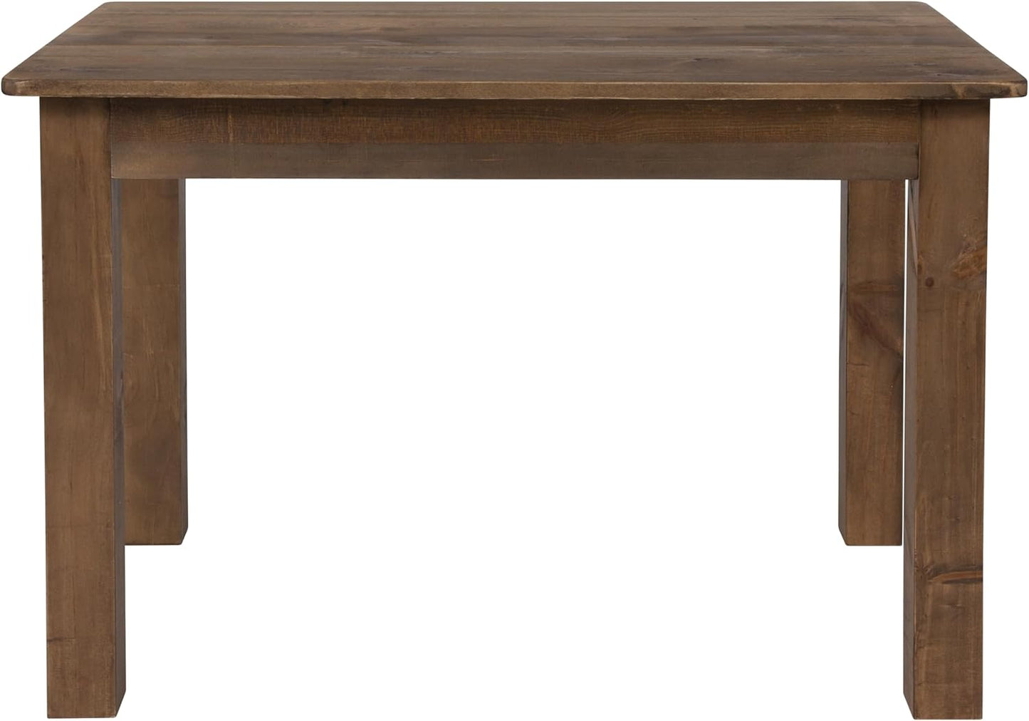 Jessamine 46" X 30" Rectangular Rustic Solid Pine Farm Dining Table, Antique Farmhouse Wooden Dining Table for Kitchens and Parties, Antique Rustic