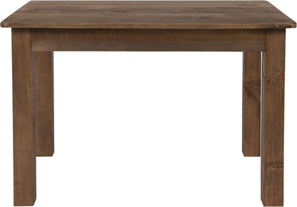 Jessamine 46" X 30" Rectangular Rustic Solid Pine Farm Dining Table, Antique Farmhouse Wooden Dining Table for Kitchens and Parties, Antique Rustic