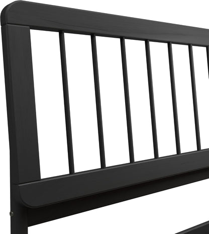 Clemente Mid-Century Modern Spindle Headboard King Bedframe, King Size, Black